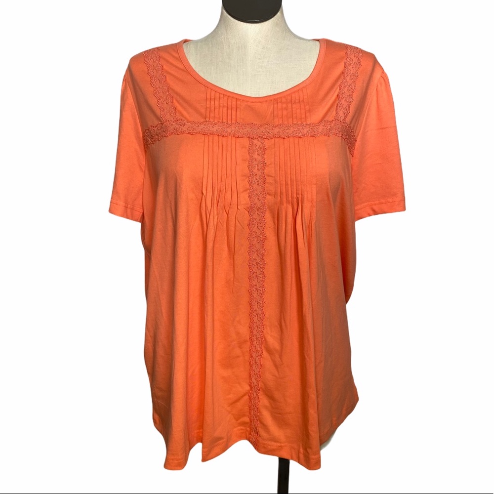 Salon Studio women’s orange short sleeve lace detail 2xl